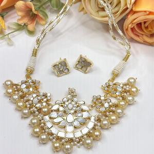 ชุดสร้อยคอพร้อมต่างหูสำหรับงานแต่งงานสำหรับผู้หญิงและเด็กผู้หญิงสร้อยคอดีไซน์เนอร์สีทองหรูหรา - Product Image 1