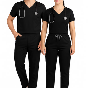 Ensemble de gommages d'hôpital unisexe OEM haut et pantalon extensibles à col en V uniforme médical dentaire pour infirmières et médecins pour hommes et femmes - Product Image 1