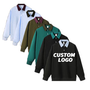 Sweat-shirt et polo à manches longues surdimensionnés en coton et polyester assortis, 320 g/m², pour hommes - Product Image 5