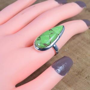 Piedra preciosa turquesa Natural hecha a mano sólida Plata de Ley 925 anillo de plata fina joyería anillo de promesa anillo de regalo de boda joyería - Product Image 2