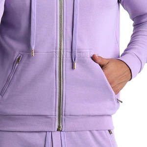 Chándales bordados de algodón 100% hechos a medida, último diseño único, cuello con capucha, patrón sólido, conjuntos de invierno ecológicos - Product Image 4