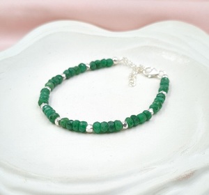 Bracelet émeraude en argent sterling 925 perles fines à facettes Rondelle pierre précieuse bijoux faits à la main cadeau pour elle - Product Image 2