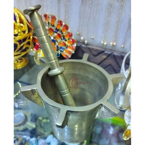 Mortero y Maja de cocina para el hogar y la cocina de metal de latón con estilo, accesorios de cocina con acabado de Color dorado, utensilios para el hogar y el Hotel DE LA India - Product Image 3