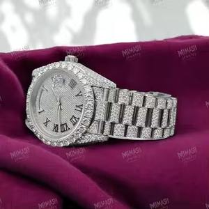 Montre en diamant moissanite glacée, haute brillance, design élégant et savoir-faire de qualité supérieure pour les hommes modernes, style de bijoux - Product Image 2