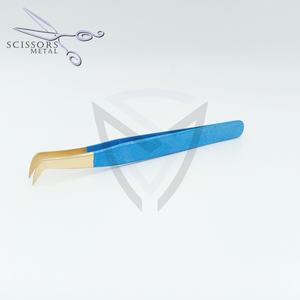 Nouveauté, pince à épiler de précision en acier inoxydable de haute qualité, 12 mm, 45 degrés, pour extensions de cils, étiquette privée - Product Image 5