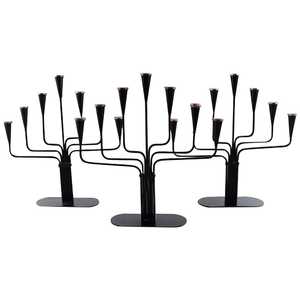 Candélabre vintage en métal noir à 5 bras, porte-bougie en fer forgé pour centre de table de mariage, porte-bougie de table de luxe pour la maison - Product Image 1