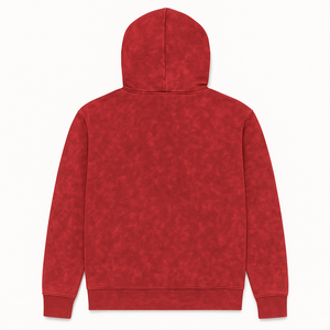 Customizable <b>Red</b> Acid Washed Distressed Tracksuit With Gain Logo <b>Hoodie</b> And Joggers Set Solid Pattern Set For Winter - Product Image 3