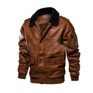 Veste d'hiver de qualité supérieure pour hommes en cuir de vachette marron vintage avec doublure en fourrure enduit de PU style moto à la mode - Product Image 3