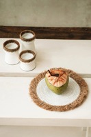 Napperon en jacinthe d'eau avec frange en jute Produits écologiques Fabriqué au Vietnam Décoration de table Napperon tissé Vente en gros