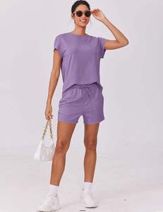 2025 femmes été col rond pour salon ensemble à la mode personnalisé décontracté voyage tenues poches 2 pièces ensembles correspondant Shorts - Product Image 2