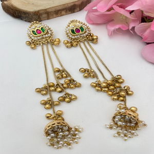 Boucles d'oreilles en laiton cachemire traditionnel de haute qualité pour femmes bijoux de patrimoine indien ethnique Vintage idéal pour les festivals, les mariages - Product Image 1