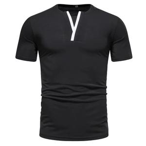 Camiseta de Manga Corta Informal para Hombre, Estilo Veraniego, Diseño Musculoso y Delgado, Cuello en Y con Letras Bordadas - Product Image 1