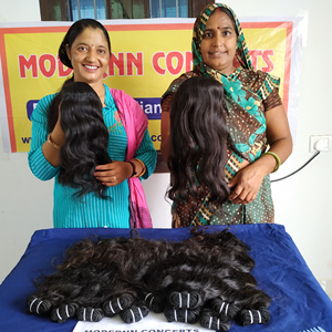 Extensiones indio de pelo ondulado virgen Remy sedoso de alta calidad al por mayor mechones de pelo virgen máquina cinta preadherida de doble trama - Product Image 2