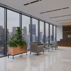 Jardinière rectangulaire moderne en métal avec support pour balcon, pot de fleurs pour jardin intérieur/extérieur, décoration de terrasse, grande capacité, robuste - Product Image 2