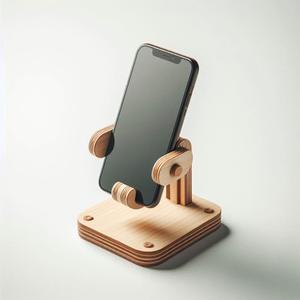 Support de téléphone en bois fabriqué par des artisans d'élégance durable - Product Image 1