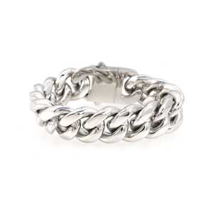 กำไลข้อมือแบบ Cuban Link ขนาด 18 มม. ประดับเพชรและไข่มุก สไตล์ศาสนา ชุบโรเดียมและทองคำ บนไทเทเนียม เหมาะสำหรับเป็นของขวัญ - Product Image 6