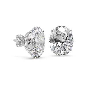Pendientes de Diamantes con Corte Ovalado de 2.00ct, Oro Blanco de 14kt (H SI1-SI2) - Product Image 1