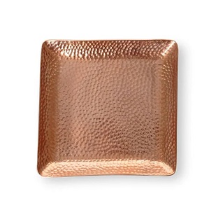 Plateau de service rond en cuivre martelé de belle qualité plateau de designer fait à la main classique élégant vente chaude plateau de service en cuivre fantaisie - Product Image 3