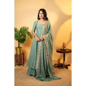 Elegante conjunto de Chinnon Anarkali Kurta con bordado detallado, Ropa Étnica cómoda y elegante para damas - Product Image 1