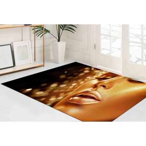 Alfombra con Estampado de Rostro de Mujer Dorada - Decoración Moderna de Lujo para Interiores de Oficina, Alfombra de Chenilla - Product Image 3