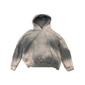 Sweat à capuche personnalisé pour hommes en coton éponge française Streetwear Pullover Distressed Hoodie - Product Image 6