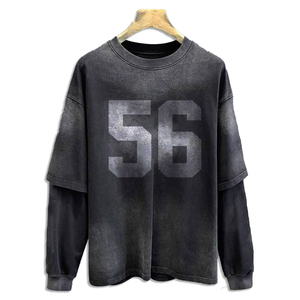 เสื้อยืดแขนยาวปี 2025 สำหรับผู้ชาย พิมพ์ลายคุณภาพสูง คอกลม สไตล์ลำลอง พิมพ์ลายตัวอักษร รับผลิตแบบ OEM เสื้อยืดผู้ชายไซส์ใหญ่ - Product Image 2