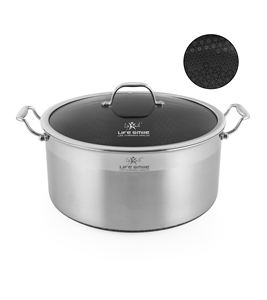 Olla de acero inoxidable 18/10 de alta calidad con patrón entrelazado antiadherente y compatibilidad con inducción - Product Image 1