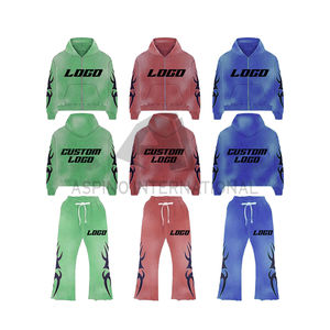 Producteur de survêtement Streetwear de luxe Personnalisation du survêtement en éponge française avec pantalon de survêtement et sweat à capuche EnsembleAcid Wash Design - Product Image 5