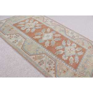 Tapis turc vintage, petit tapis de 2,6 x 4,1 pieds, tapis Ikat marron - Product Image 4