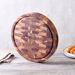 Planche à découper en bois d'acacia rond de taille personnalisée en gros, directement de l'usine - Product Image 5