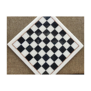 Juego de Ajedrez de mármol hecho a mano con monedas de piedra Juego de mesa de forma cuadrada de mármol grande de 12 pulgadas con piezas de ajedrez blancas y negras - Product Image 2