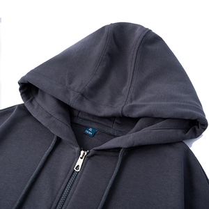 Sweat à capuche personnalisé 400GSM avec fermeture éclair, motif régulier, poches avant, fabrication de vêtements, 100% coton molleton, sweat à capuche uni avec fermeture éclair - Product Image 2