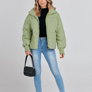 Veste matelassée en toile pour femme, douce et rembourrée, légère, chaude, élégante, décontractée, à capuche, imperméable, respirante, pour l'hiver - Product Image 5