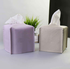 Cubierta de caja de pañuelos Decoración de spa Servilletero para mesa Soporte de caja de cuero genuino - Product Image 1