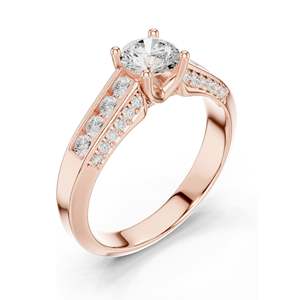 Anillo de Compromiso con Halo de Diamantes de Laboratorio Redondos Brillantes de 1.122 CT, Claridad VVS-VS EF, Oro de 18K, 14K, 10K y Plata 925, Color Rosa - Product Image 4