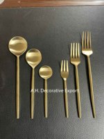 Ensemble de couverts en acier inoxydable plaqué or, cuillère, fourchette, 6 pièces, qualité supérieure, vaisselle de style américain, finition mate, logo personnalisé, hôtels