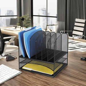 Bền màu đen kim loại sắt dây lưới 2-khay 6-sorter văn phòng bàn tổ chức tập tin tài liệu chủ Máy tính để bàn lưu trữ giá - Product Image 2