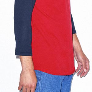 Ultrasoft 50% coton 50% polyester coupe ajustée léger rouge et bleu marine Baseball Raglan 3/4 manches T-Shirt: 200 g/m² - Product Image 6