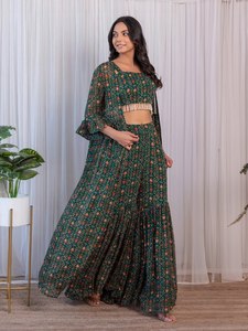 Top corto de Georgette para adultos de verano, bordado a mano, diseño de hoja perenne, ropa ocasional para ropa fabricada India pakistaní - Product Image 4