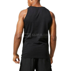 Singlet de sport noir pour homme en coton et élasthanne, débardeur d'entraînement sans manches, haut de fitness respirant et très extensible - Product Image 5