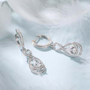 Jeulia <b>Infinity</b> Love Pear Cut Sterling Silver Fashion Drop <b>Earrings</b> - Product Image 6