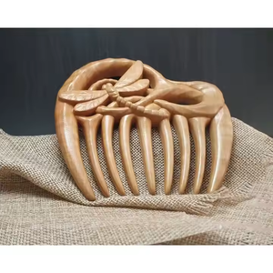 Peine de pelo de sándalo de venta superior, peine de madera tallada de doble cara Vintage, peine de masaje de sándalo no estático disponible aquí - Product Image 1