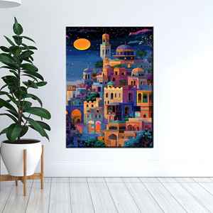 Impression sur toile de ville arabe vibrante : Art mural bohème exotique, encadré style galerie - Product Image 1