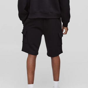 Pantalones cortos de chándal para hombre de algodón 100% personalizados al por mayor de tendencia superior con bolsillos cargo pantalones cortos casuales de talla grande Hip Hop negros para hombre - Product Image 2