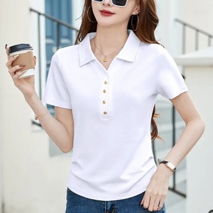 Camiseta Casual de Manga Corta a Rayas para Mujer, Cuello Polo, Corte Ajustado, Transpirable, Material de Alta Calidad, Diseño de Cuello Solapa - Product Image 5