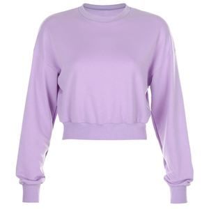 Gran oferta, Jersey de algodón acanalado personalizado para mujer, suéter, Top corto, ropa de calle inferior con etiqueta personalizada para invierno - Product Image 1