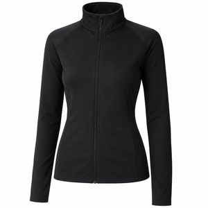 Chaqueta Deportiva Negra para Mujer con Cierre Completo, Ligera, Transpirable, Elástica en Cuatro Direcciones, Manga Larga, Ropa Deportiva para Yoga, Running y Gimnasio - Product Image 1