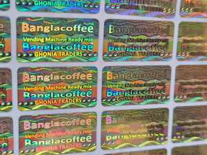 Autocollant holographique personnalisé en PET avec code-barres doré - Product Image 2