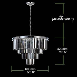 Candelabros contemporáneos modernos de cristal de humo cromado de lujo, lámpara de techo colgante, iluminación de araña de 4 niveles para comedor - Product Image 5