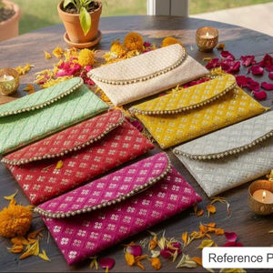 Bolsos de Mano Tipo Sobre para Eventos, Nikah, Eidi, Lifafa, Recepciones, Portamonedas, Bolsitas, Seemantham, Cumpleaños, Recuerdos de Half Saree - Product Image 2